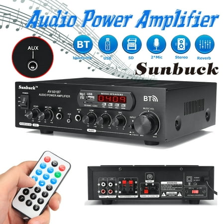 Sunbuck h Stereo Power Amplifier Audio Amplifier Home Theater Stereo Receiver Support USB/SD/AUX/AV/FM Radio with  Remote