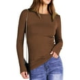 thumbnail image 4 of Fantaslook Fitted Long Sleeve Shirts for Women Stretch Casual Basic Tops Crewneck Ribbed Tees Shirts, 4 of 9