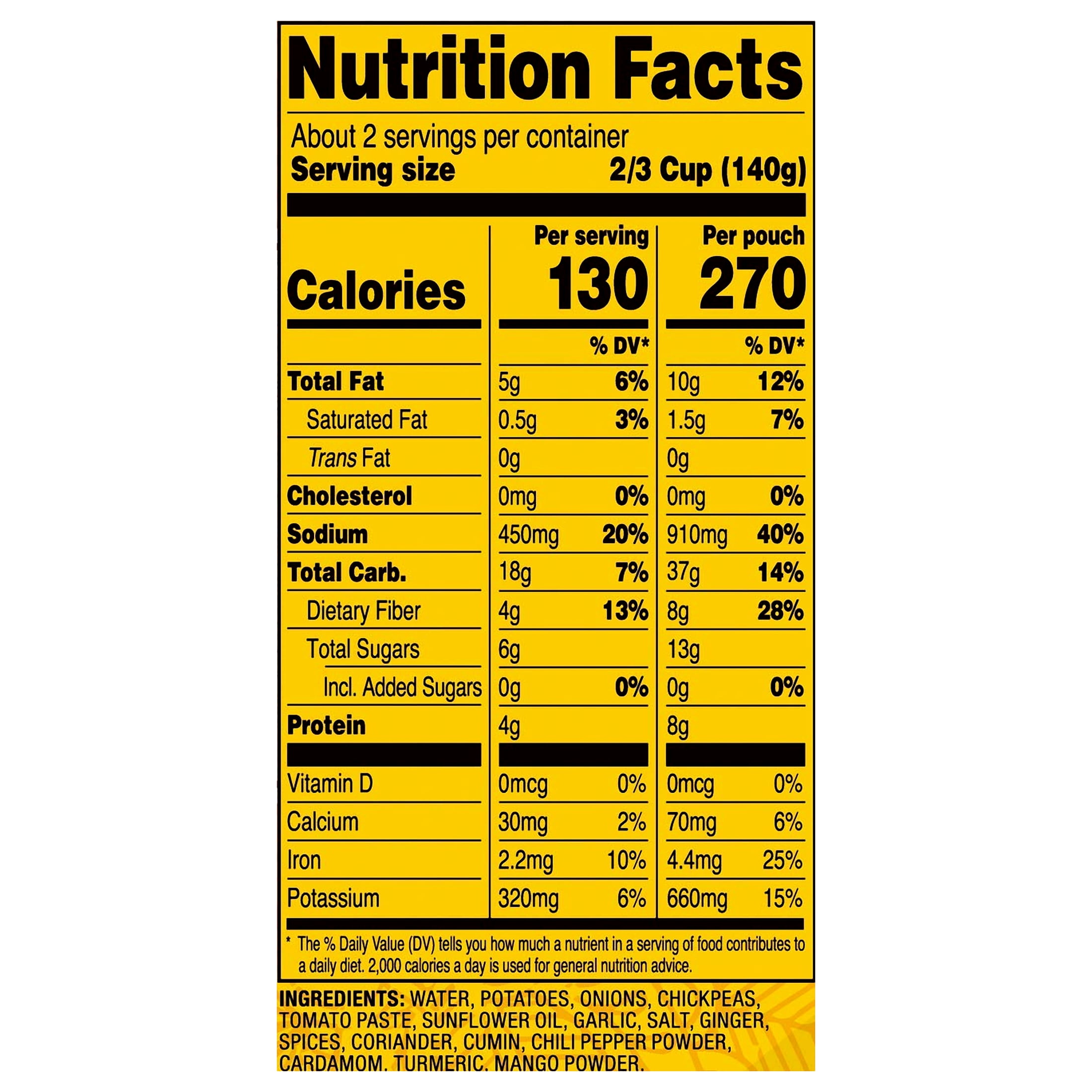 Tasty Bite Indian Bombay Potatoes, Microwaveable Ready to Eat Entr?e, 10 Ounce (Pack of 6)