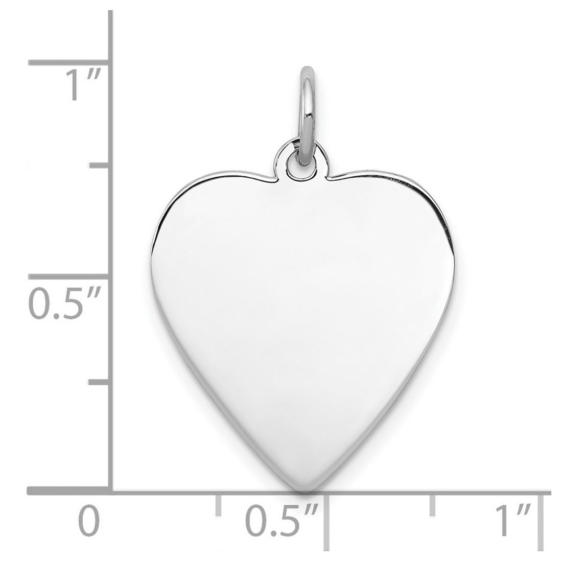 925 Sterling Silver Polished Engraveable Love Heart Disc Charm 25x18mm Wide Pendant Necklace for Women