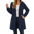 thumbnail image 5 of IUYRTFE Women's Long Zip Up Hoodie Jacket with Pockets Casual Lightweight Hooded Coat, 5 of 7