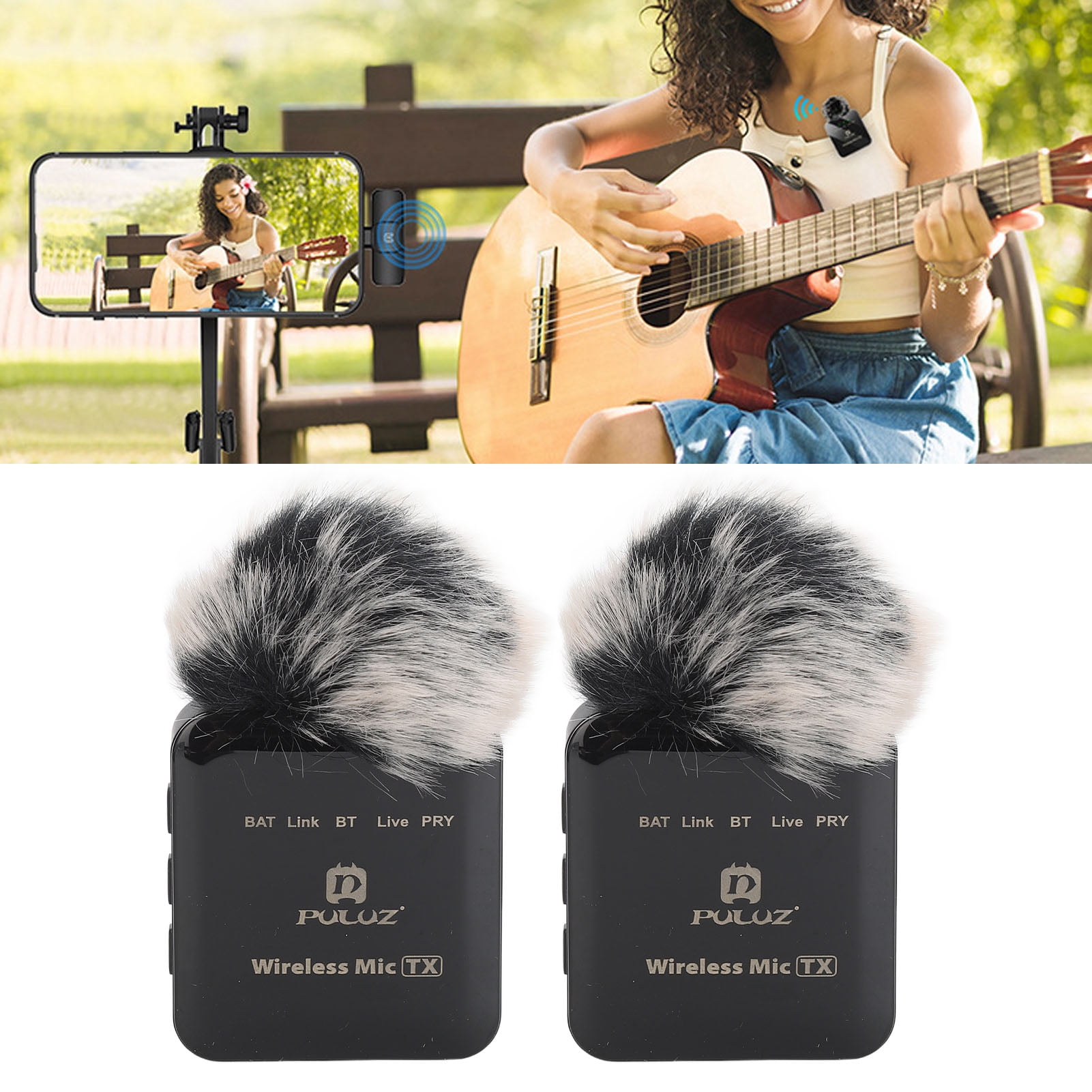 Wireless Lapel Microphone, 300mAh HD LED Display Wireless Lavalier Microphone Noise Reduction  For Recording