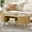 Natural Oak, variant on Alohappy Oval Coffee Table, Mid Century Modern Coffee Table with Sliding Tambour Door, Fluted Center Table with Hidden Storage, Curved Profile Dining Table for Living Room, Home Office,Walnut
