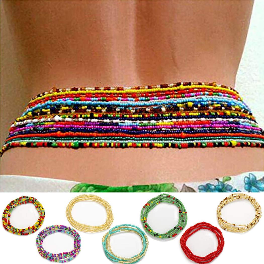 10Pcs Waist Beads for Women Weight Loss Colorful Beaded Body Chain Waist  Jewelry Belly Bead Body Chain Jewelry for Women