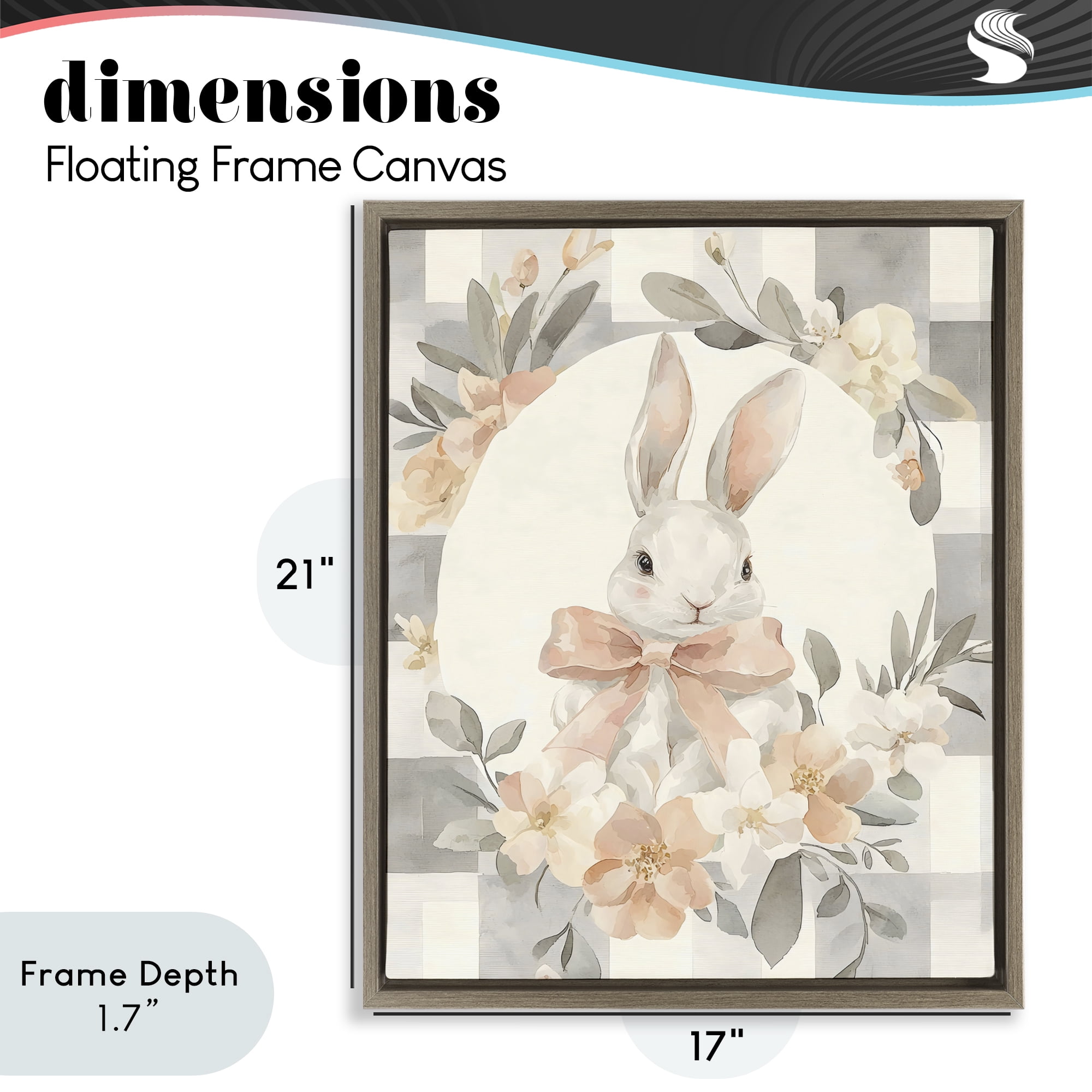 Stupell Industries Adorable Bunny in Wreath Brown Framed Floater Canvas Wall Art, design by Creative Studio