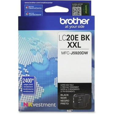 Brother Genuine LC20EBK INKvestment Super High Yield Black Ink Cartridge - Inkjet - Super High Yield - 2400 Pages - Black - 1 Each | Bundle of 5 Each