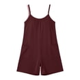 thumbnail image 5 of ShomPort Womens Overall Shorts with Pockets Summer Casual Sleeveless Loose Spaghetti Strap Jumpsuit Shorts Beach, 5 of 6