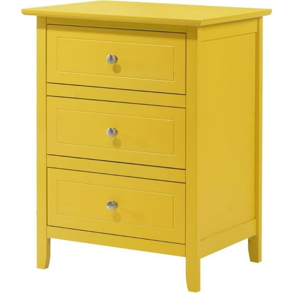 Glory Furniture Daniel 3 Drawer Nightstand in Yellow