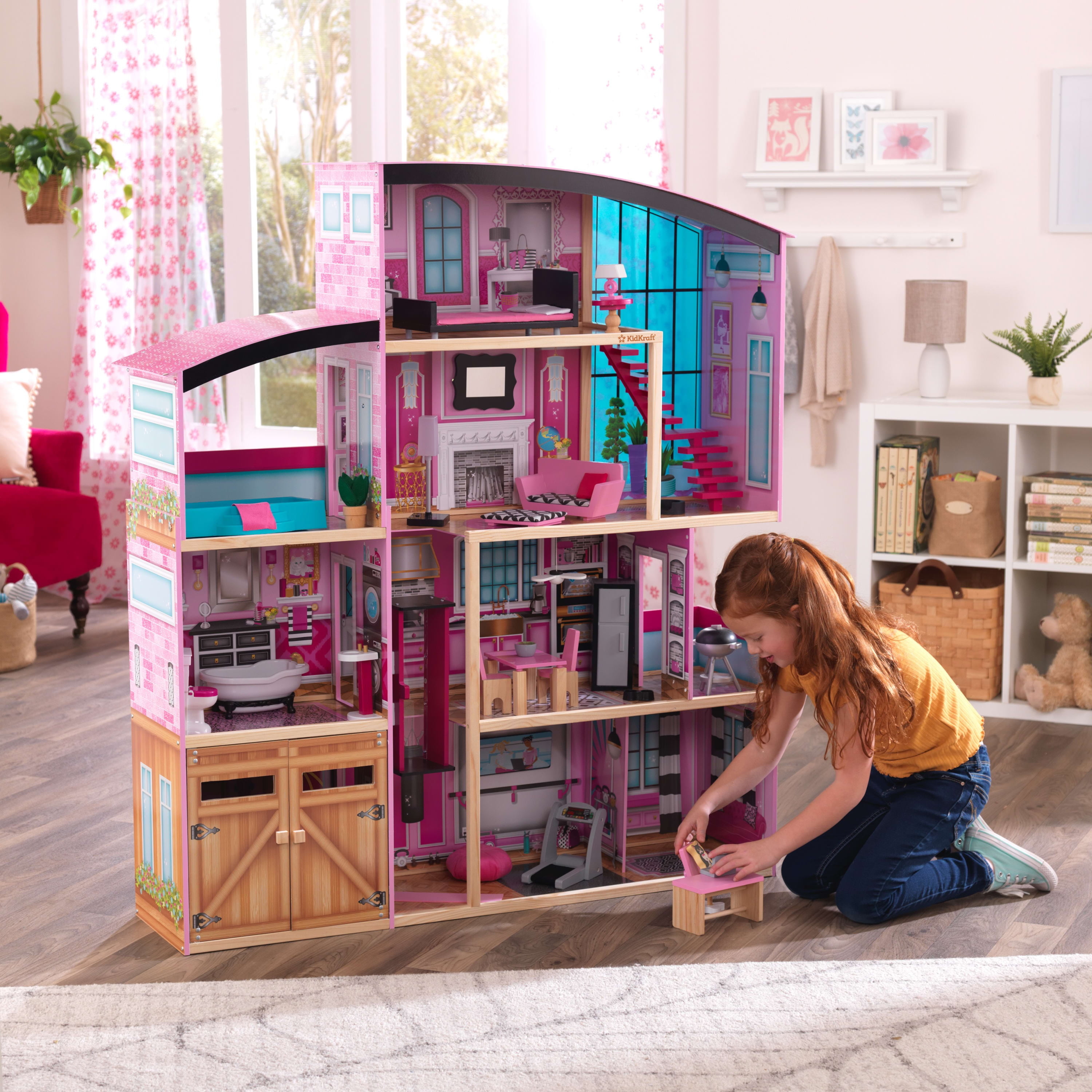 Kidkraft Kidkraft Barbie Doll Shimmer Mansion & Accessories Camper V Large Wooden House 