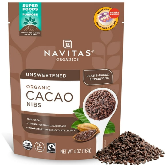 Pack of 12, Navitas Cacao Sweet Nibs, 4 oz