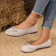 thumbnail image 6 of Abomasnow Womens Flock Rhinestone Bow Decor Round Toe Slip‑On Ballet Flat Shoes for Wedding Party, 6 of 9