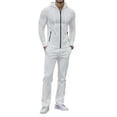 thumbnail image 5 of ibiyuan Men Leisure 2 Piece Outfits Long Sleeve Matching Outfits Casual Hoodie Pullover Tops Sweatshirt Pants Track Suits,White, 5 of 5