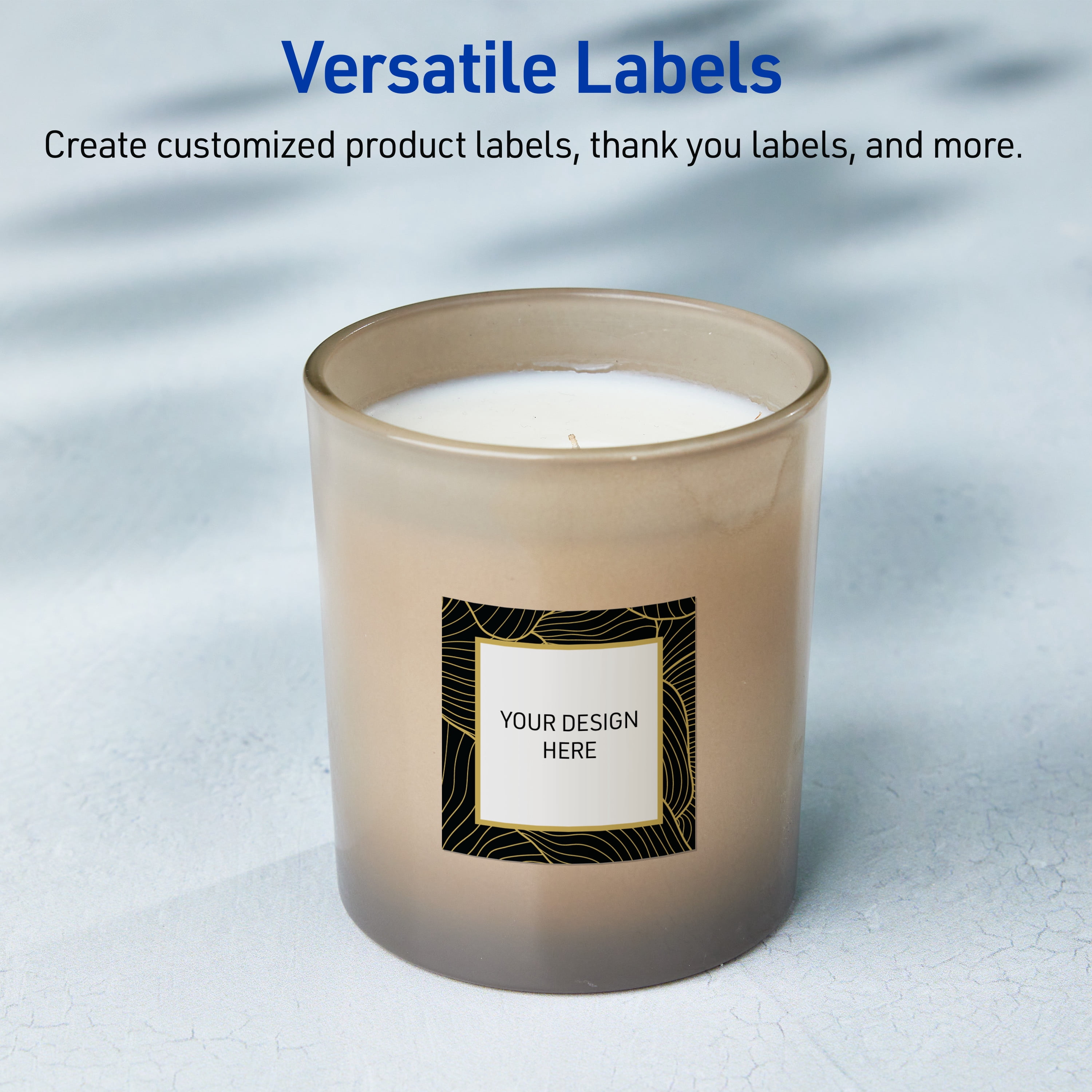 Avery Labels, 2" x 2", Matte White, Black Border/Gold Veins