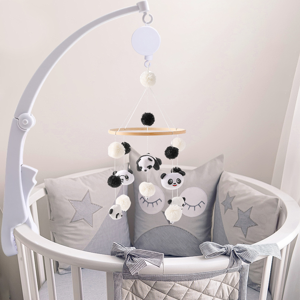 Hot Air Balloon Crib Bell – Rotating Wooden Baby Bed Bell with Stars, Moon & Cloud Pendants, Hanging Wind Chime for Newborn Nursery