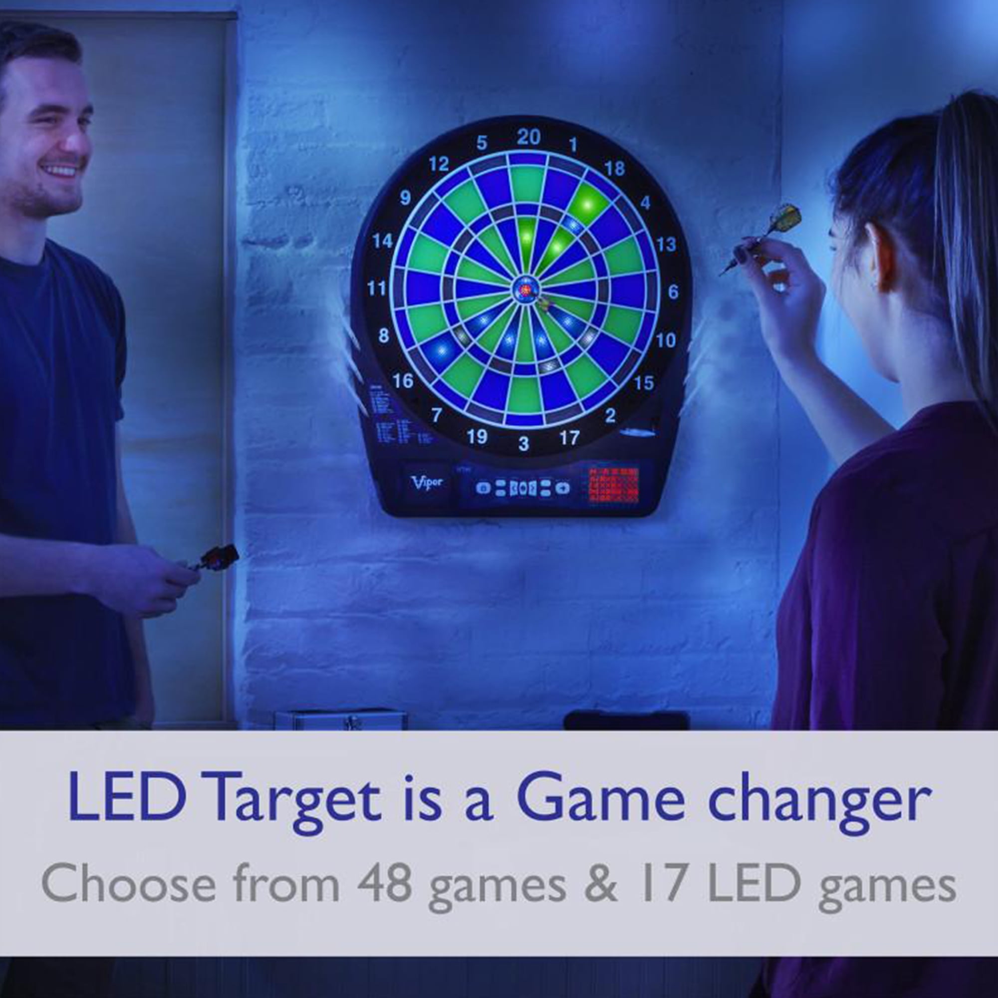 Viper Ion Electronic Dartboard w/ 48 Games, Up to 8 Players, Blue/Green