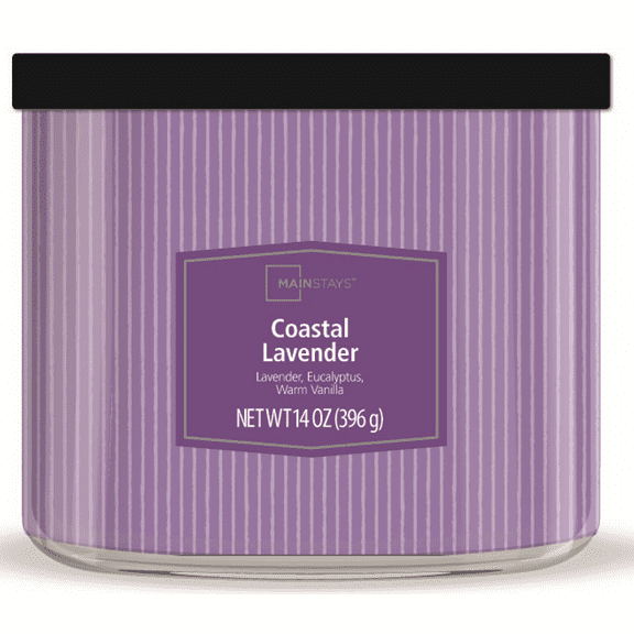 Mainstays 3-Wick Textured Wrap Coastal Lavender Candle, 14 oz