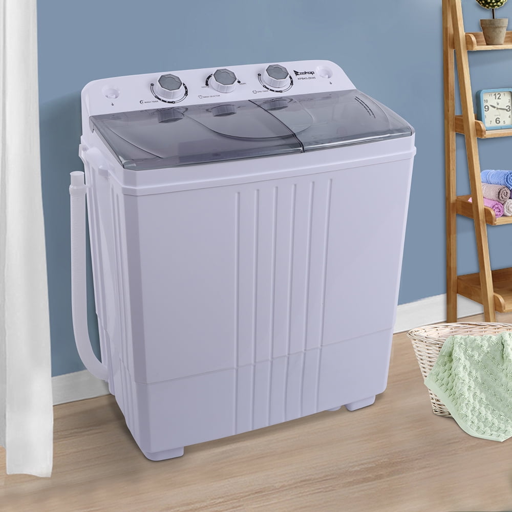 Deco Home 13lb Compact Washing Machine with Twin Tub for Wash and Spin Dry, Portable, Built-In Gravity Drainage System, Agitation Wash Cycles, Use