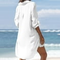 thumbnail image 6 of Bathing Suit Cover Up Women Swimsuit Dress Bikini Beach Tunic Top Crochet Women's Summer Casual Turn-down Collar Long Sleeve Printed Smock Buttons With Pocket Shirt Dresses White S, 6 of 7