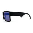 thumbnail image 3 of Mens Flat Top Sport Rectangle Horn Rim Sunglasses Matte Black Blue Mirror, 3 of 4