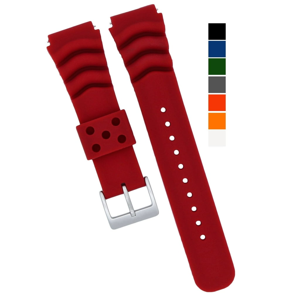 MOD Watch Parts 18mm 20mm 22mm Red Silicone Watch Band Quick Release