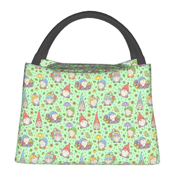 Fotbe Spring Gnomes Bolsa Térmica Portátil con Estampado, Bolsa de Entrega de Alimentos Aislada, Bolsa Reutilizable de Gran Capacidad para Comidas y Supermercado