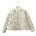 thumbnail image 3 of Lovzfmll Veste de Mode pour Femme, Col Rond Enveloppant Légère Courte Ample Style Beige, m, 3 of 5