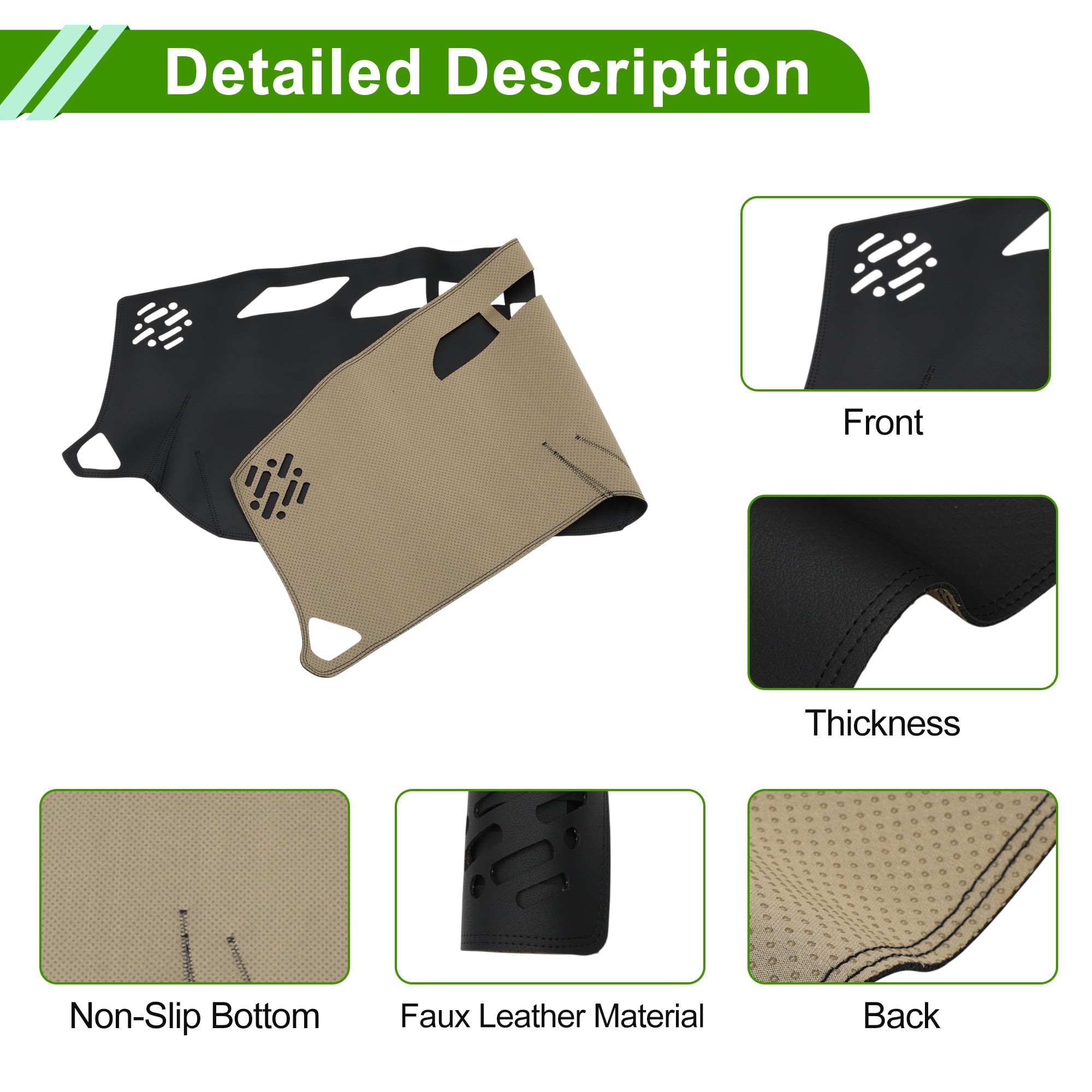 Unique Bargains Leather Dashboard Cover for Chevrolet Traverse 2018-2023 Anti-Slip Sun UV