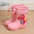 thumbnail image 2 of Hpapadks Girls Rain Boots Classic Rainy Day Pvc Rubber Waterproof Water Shoes With Adjustable Drawstring Cute Cartoon Mid Calf Pink 3.5-4 Y, 2 of 7