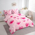 thumbnail image 3 of jejeloiu Pink Heart Loves 7-Piece Twin Bedding Sets,Kawaii Cute Pattern Bedding Comforter Set For Girls Reversible, 3 of 8