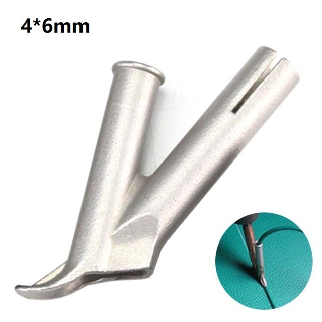 Lefu speed welding nozzle round/triangular plastic vinyl welder welding head made of stainless steel and titanium alloy, shown in silver color with a 4x6mm size. Ideal for welding polypropylene, polyethylene, PVC, and polycarbonate materials. Suitable for home improvement and tool accessory applications. Includes one Round Y Hot Nozzle.
