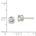 thumbnail image 2 of White Sterling Silver Earring Stud Women'S Cubic Zirconia CZ Round Clear 6 mm, 2 of 2