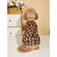 thumbnail image 1 of PETSIN Pet Plush Leopard Print Warm High Neck T-shirt In Brown, 1 of 5