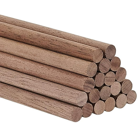20pcs Black Walnut Wooden Dowel Rods 15.75x0.24 Inch Wooden Rod Sticks Unfinished Wood Dowels for DIY Woodworking Support Crafts Assortment