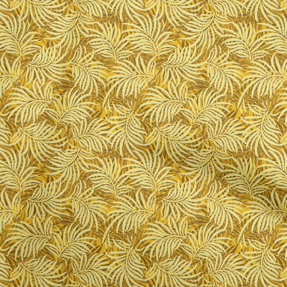 oneOone Georgette Viscose Yellow Fabric Leaves Craft Projects Decor Fabric Printed By The Yard 42 Inch Wide