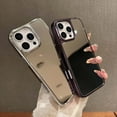 thumbnail image 2 of For iPhone 15 Mirror Phone Case,for Women Girls,Makeup Cute Luxury Glossy Mirror Back,Ultra Slim Shockproof Anti-fall Drop Protection,Electroplated Frame Design,Rugged Phone Case,Pink, 2 of 10