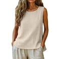 thumbnail image 5 of Paiwinds Women's Sleeveless Linen Blend Tank Top with Pocket, Casual Loose Fit Summer Blouse, Solid Color Round Neck Tunic Shirt, 5 of 8