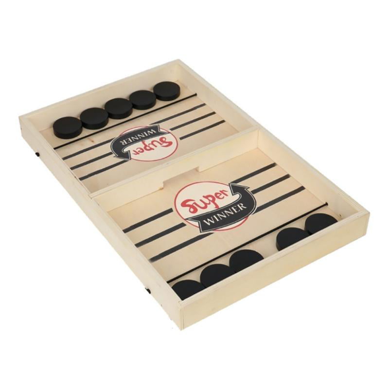 Wooden Sling Puck Game Tabletop Sling-shot Foosball Winner Hockey Board 