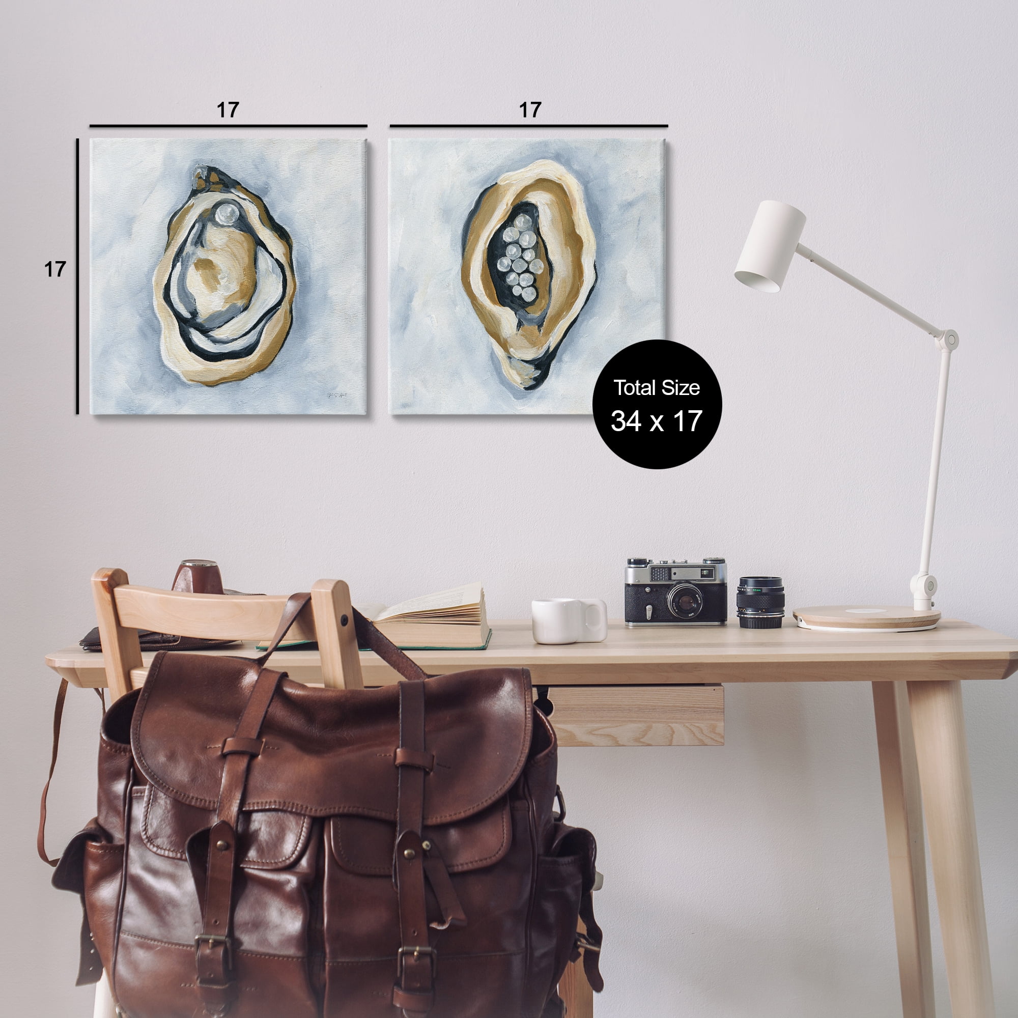 Stupell Industries Oyster with Pearls Nautical & Beach Painting Wrapped Canvas Art Print Wall Art, 17 x 17, Set of 2