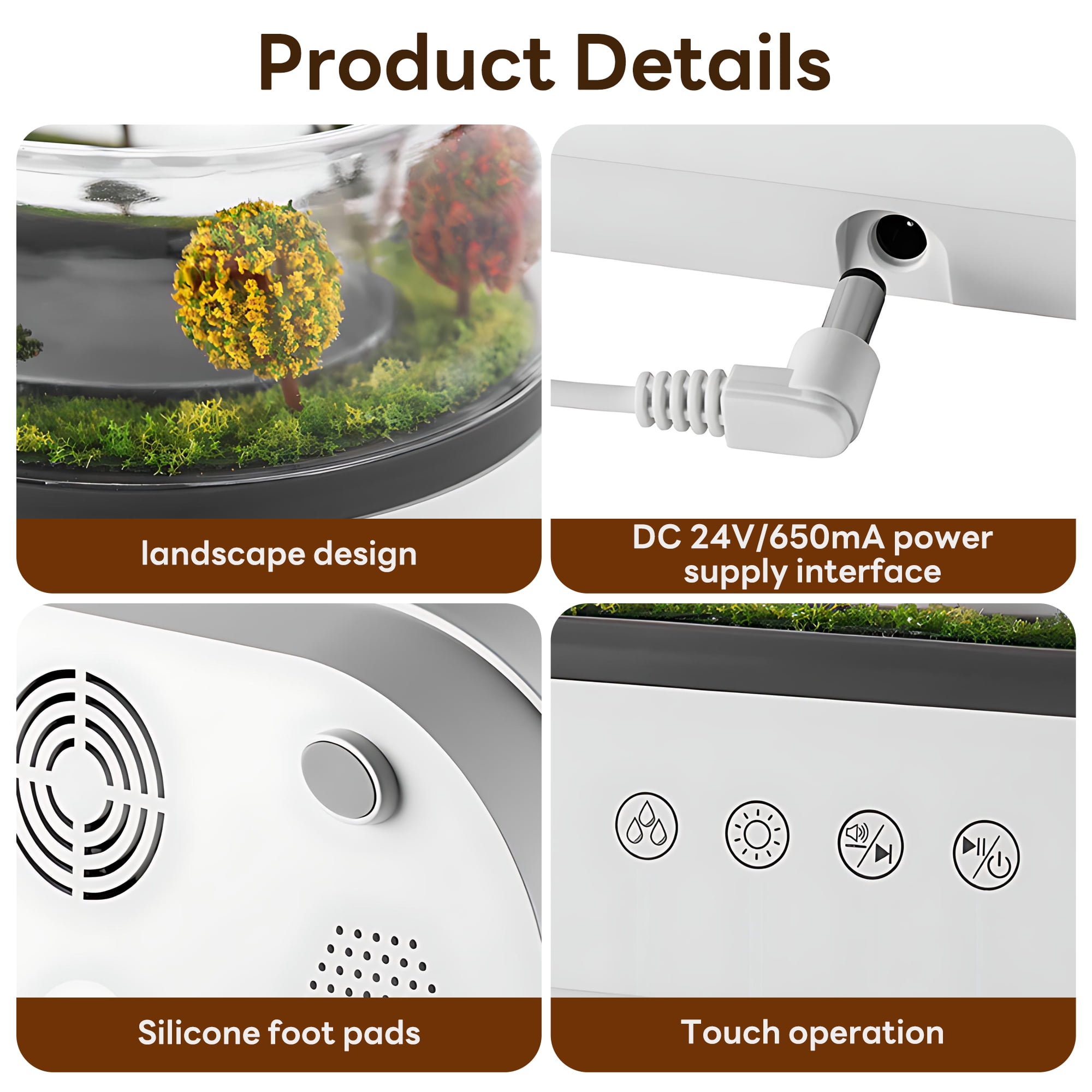 INSMART Forest Raindrop Humidifier with 7-Color Mood Light & Natural White Noise - 250ml Ultrasonic Aroma Diffuser,Forest Landscape Design, Non-Slip Base for Home,Bedroom,Nursery (White)