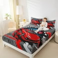 thumbnail image 4 of Manfei Sport Race Sheet Set King, Red Automobile Bed Sheets Set King Size, Teenager Boys Girls King Sheet Sets, Super Cozy Room Decorative, 4 Pieces, 4 of 7