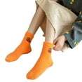thumbnail image 2 of Women's Winter Fruit Pattern Home Socks, Coral Fleece and Mink Plush Lined Slipper Socks, Cozy Quarter-Length Sleep Socks, Non-Slip Warm House Socks for Indoor Wear - Orange, 2 of 4