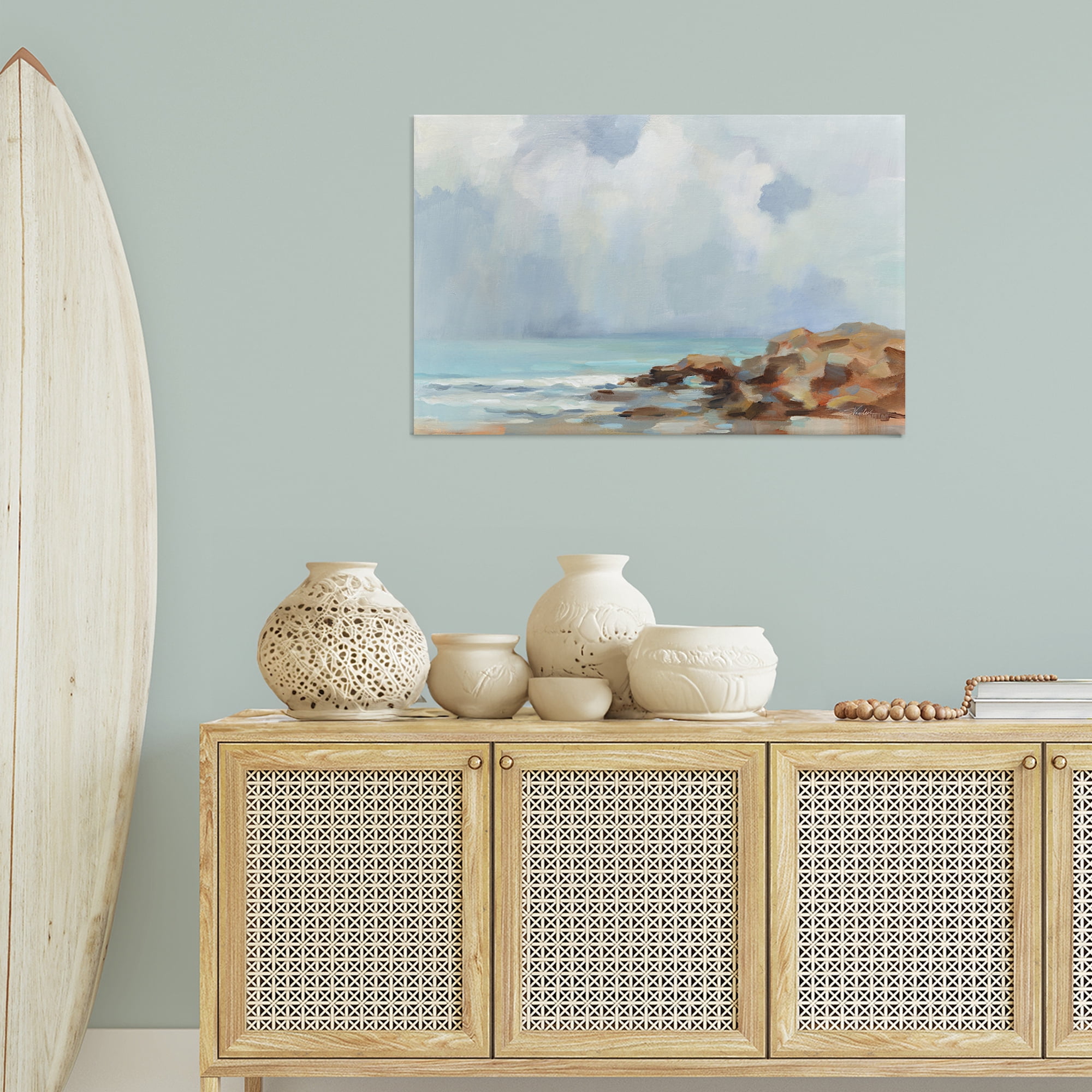 Stupell Industries Morning at Stone Beach Landscape & Nature Painting Wrapped Canvas Art Print Wall Art, 36 x 24