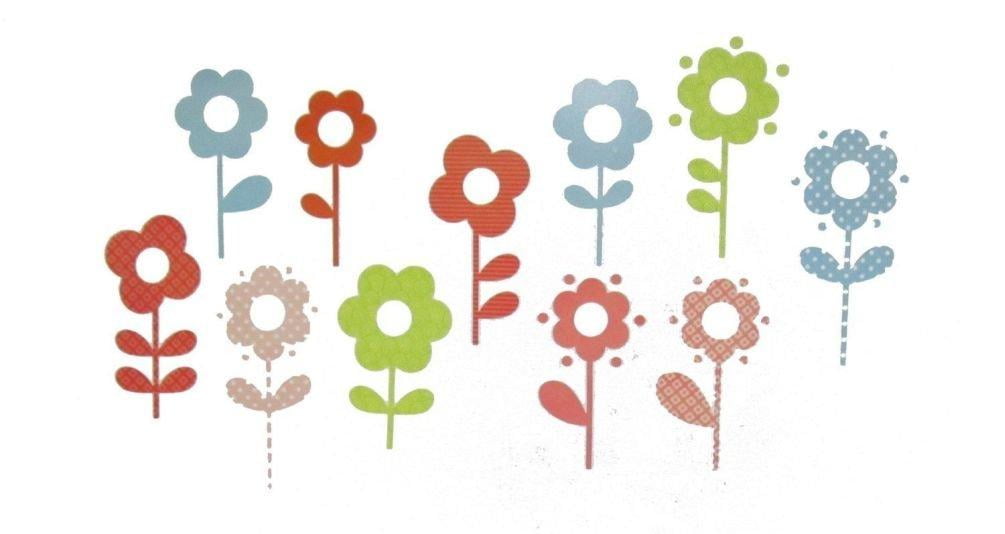Lunarland COLORFUL FLOWERS 40 Wall Decals Polka Dot Stripes Room Decor Stickers DAISIES
