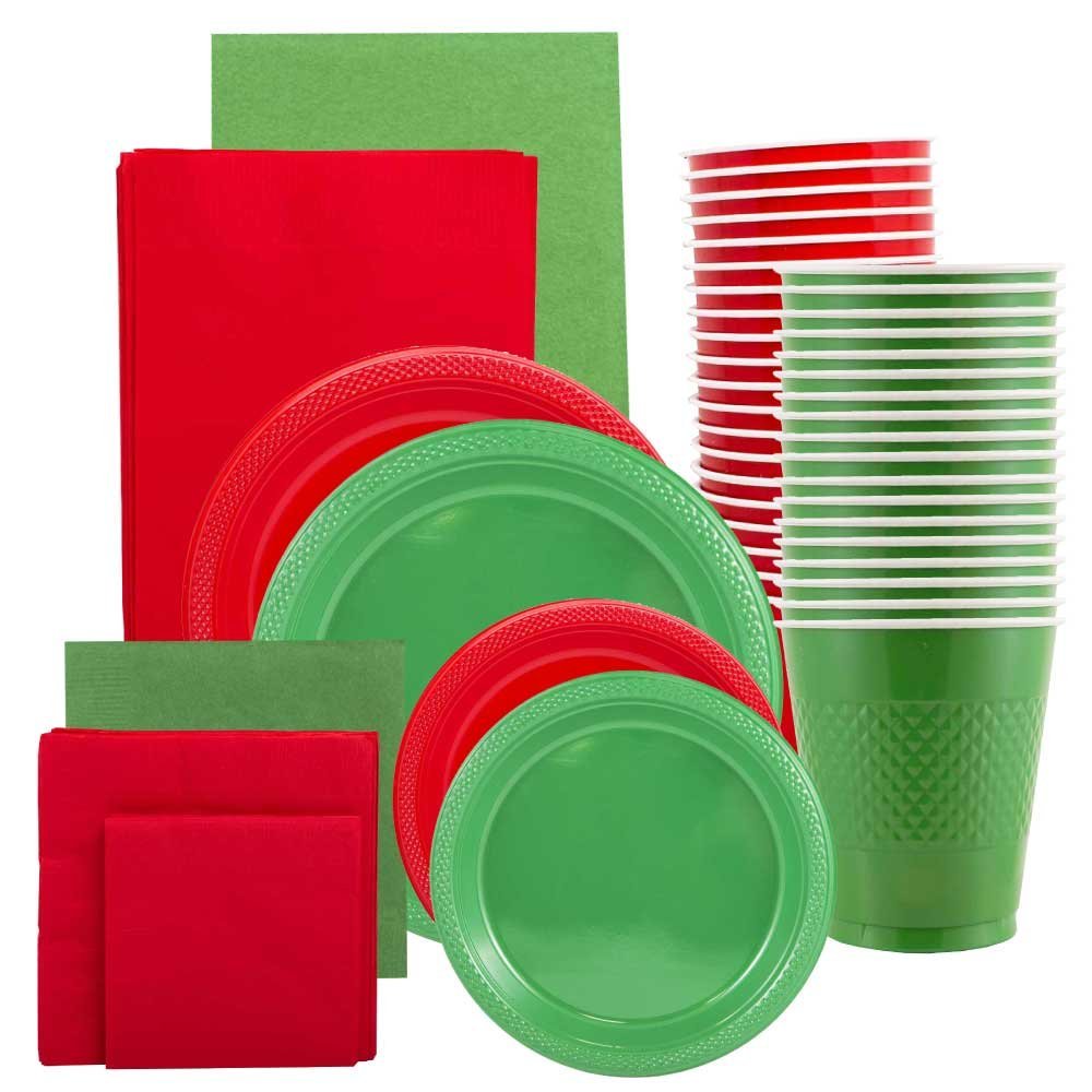 JAM Party Supply Assortment, Red & Green, 12/Pack, Plates (2 Sizes