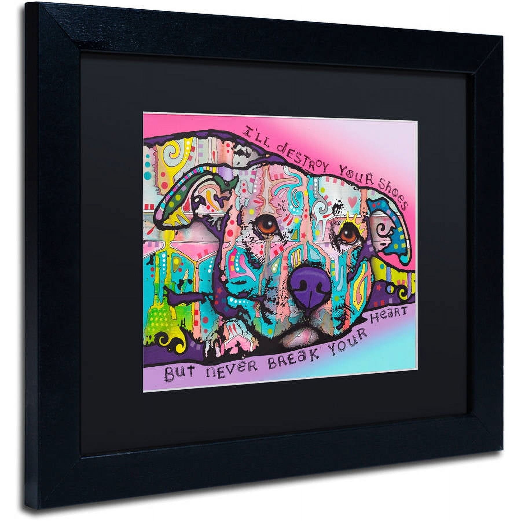 Trademark Fine Art "Never Break Your Heart" Canvas Art by Dean Russo, Black Matte, Black Frame