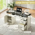 thumbnail image 6 of YouTrend 58'' Farmhouse Executive Desk,Wood Home Office Computer Desk with 5 Drawers and Storage Cabinet for Work Study Writing,White, 6 of 9