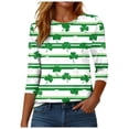 thumbnail image 4 of UngA Womens St Patricks Day Shirt Plus Size 2026 3/4 Sleeve T Shirts Lucky Shamrock Clover Tops Casual Loose Irish Blouses,Size XL, 4 of 8