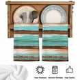 thumbnail image 5 of Turquoise Brown Kitchen Towels Set of 1, Watercolor Modern Abstract Striped Absorbent Dish Towels for Kitchen, Microfiber Hand Towel, Quick Drying Tea Towel for Cleaning Decorative Dishcloths, 5 of 7