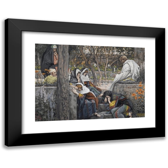 James Tissot 14x11 Black Modern Framed Museum Art Print Titled - Jesus, Mary Magdalene, and Martha at Bethany (1886-1894)
