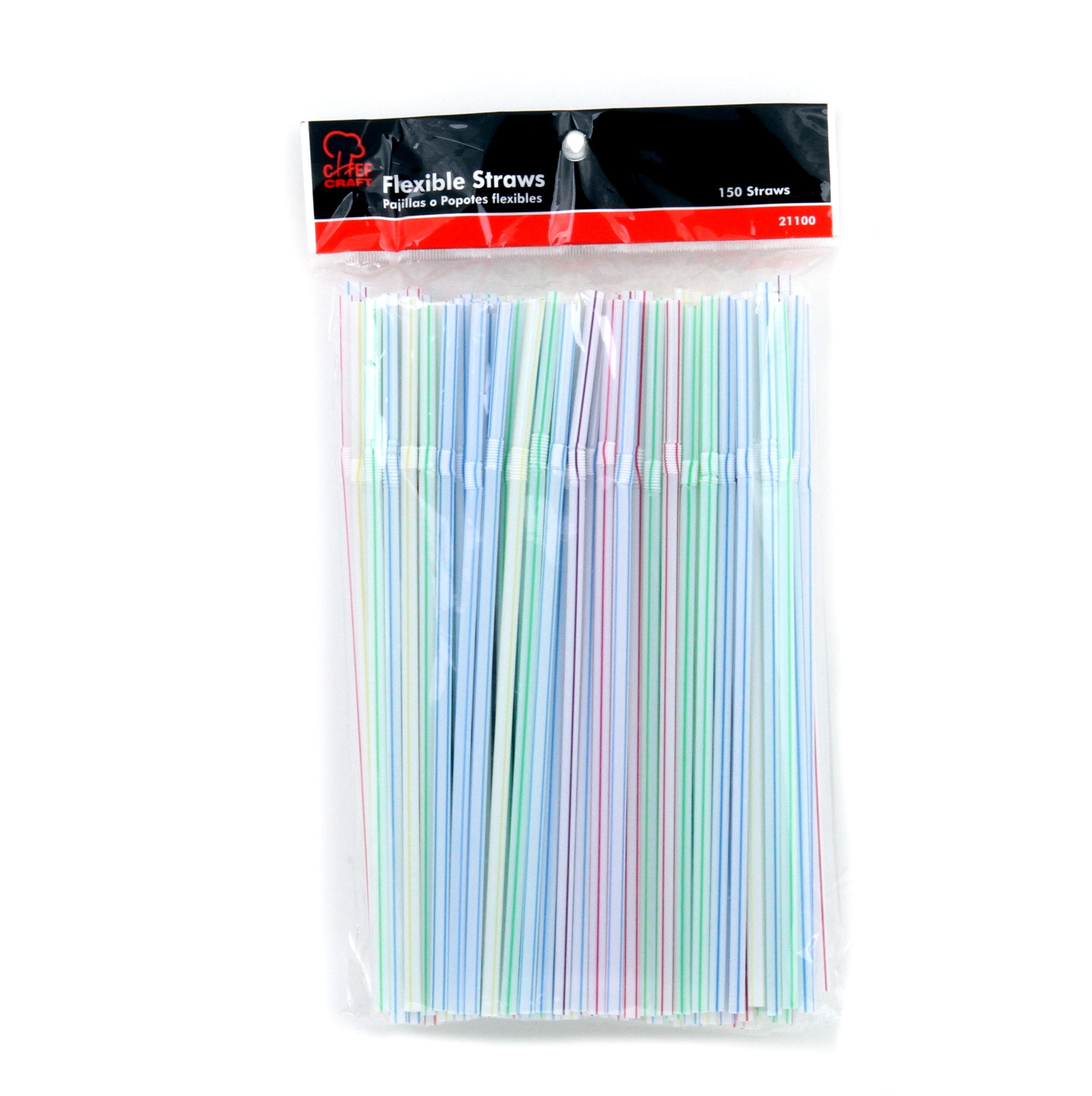 150 PARTY Drinking STRAWS Bendable Flexible Plastic Bendy Straw Assorted Color 